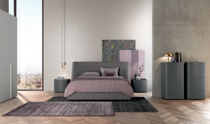 Letto matrimoniale in tessuto imbottito con box contenitore Vitalyty Lord di Colombini Casa