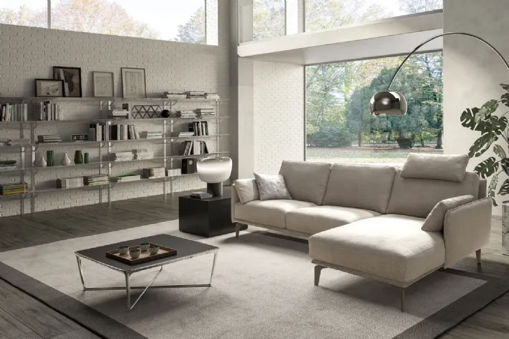 Divano moderno in tessuto con penisola Living Minimal di Samoa
