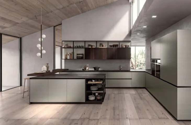 Cucina Moderna angolare Area 22 Job in laccato di Dibiesse