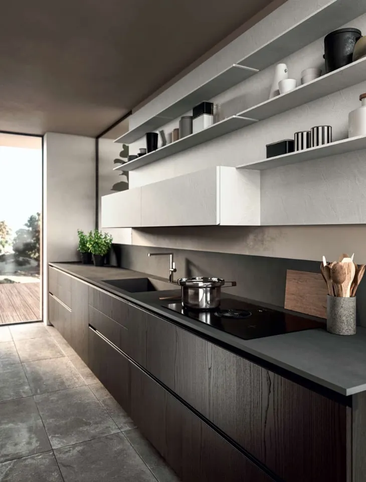 Cucina Moderna lineare Area 22 Time in olmo nero di Dibiesse