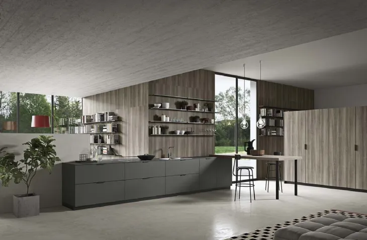 Cucina Moderna lineare Spring Pro 02 in melaminico di Dibiesse