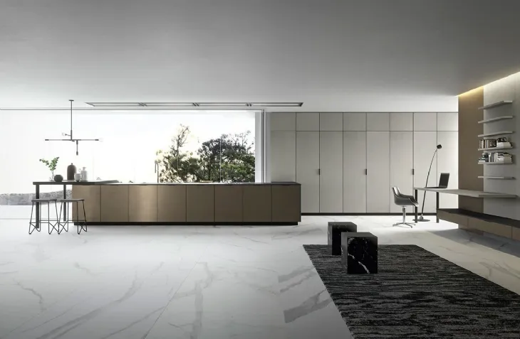Cucina Moderna in linea Vestimi 02 in metallo brunito di Dibiesse